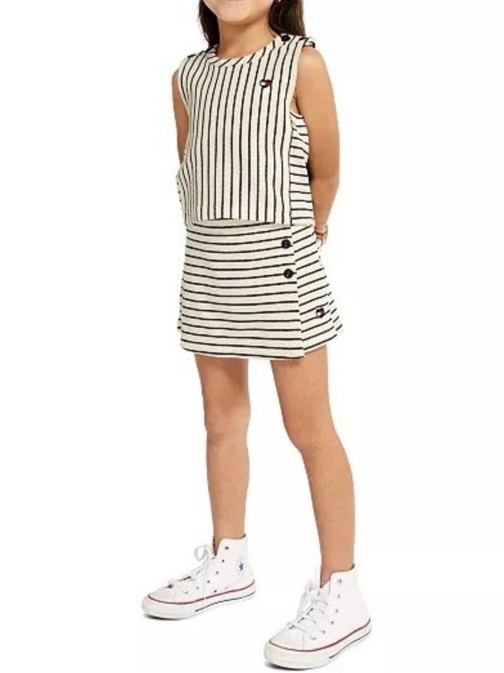 Tommy Hilfiger Popcorn Pique Striped Top and Wrap Skort, 2-Piece Set.